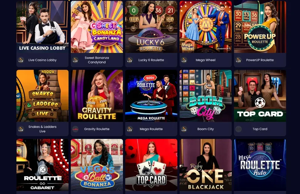 Livecasino — roulette, blackjack och game shows hos SlotsGem